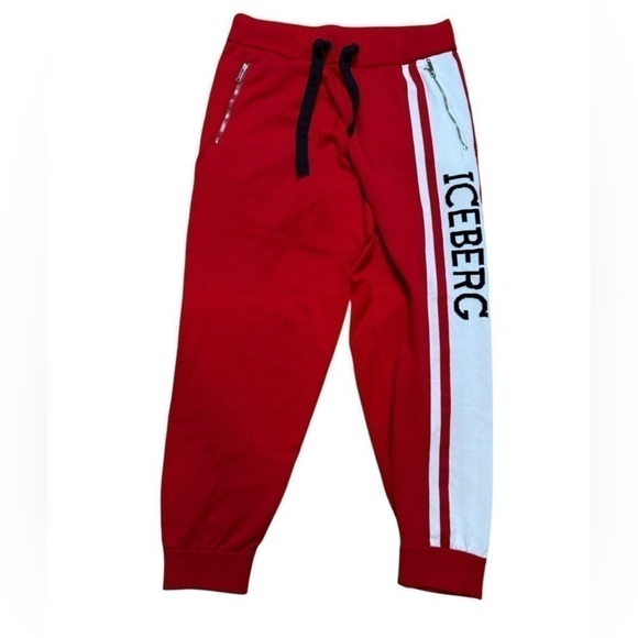 ICEBERG Red Logo Side Stripe Knitted Trousers Excellent Preowned Condition - Picture 8 of 8